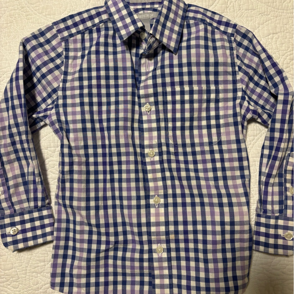Nordstrom, boys 4, GUC, Plaid Button-Up Shirt in Blue and Purple
